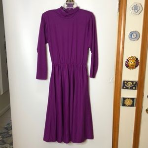 Vintage Impromptu Women's Dress Purple Long Sleeve Belted Dress Size 12